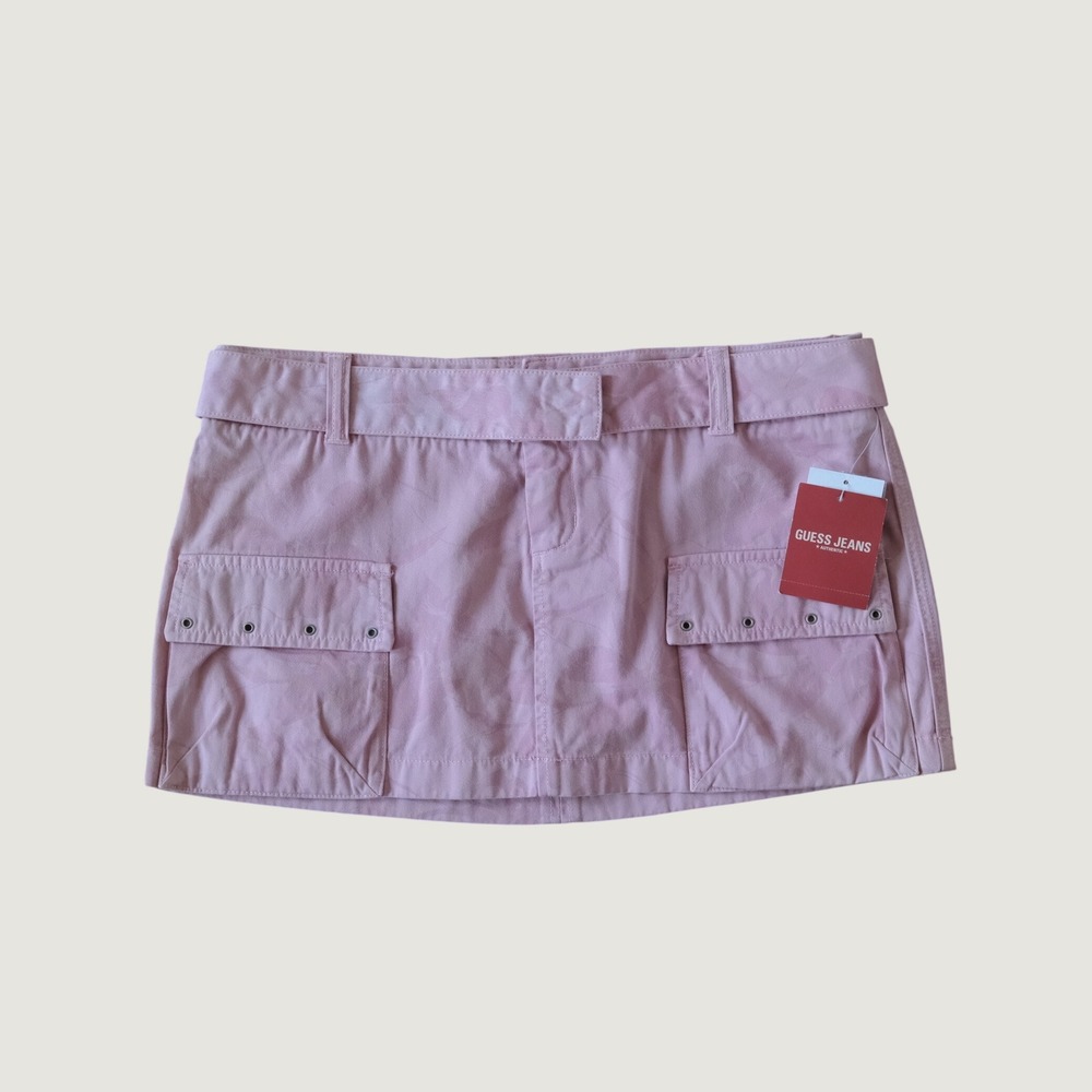 Guess Skirt Women Pink Cargo Grommet Y2K Utility 32 Mini Low Rise